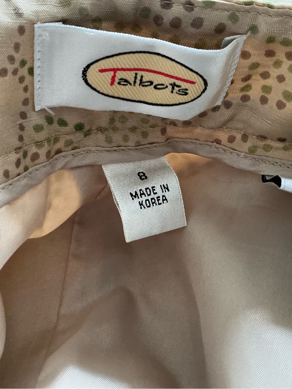 Talbots Heritage Silk Paisley Print Tailored Trouser Pants Beige Tan Career Sz 8 - Picture 10 of 13